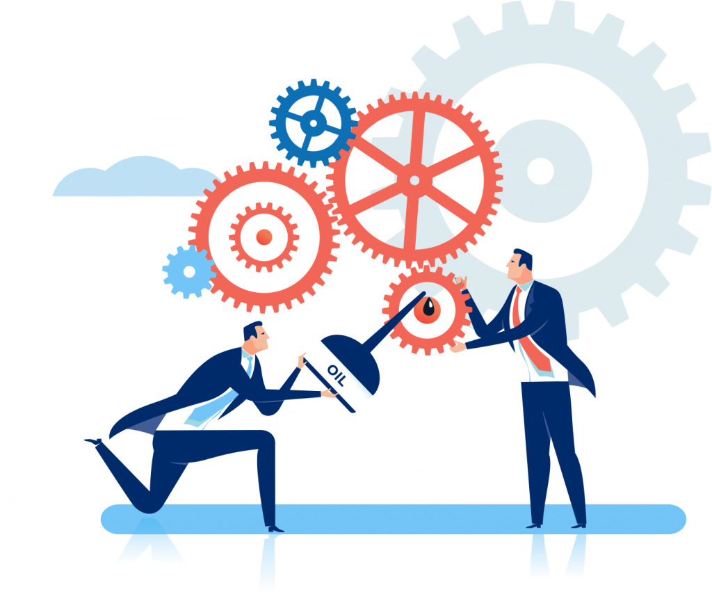 Maintain graphic with a tech specialist making sure all the gears of the cloud infrastructure work