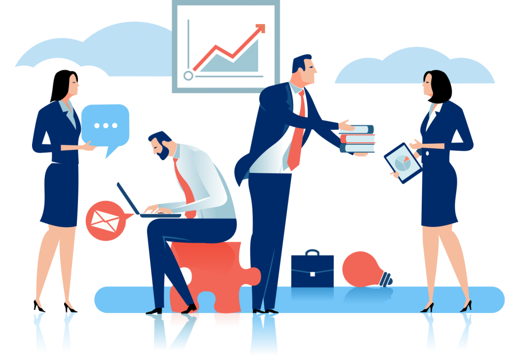 Execute graphic with a consultant coding a smart business solution on a laptop in the cloud