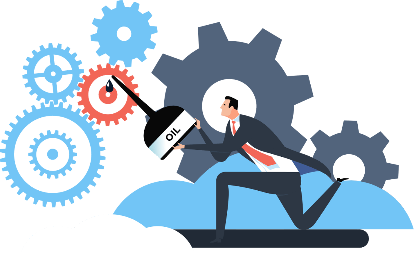 Maintain graphic with a tech specialist making sure all the gears of the cloud infrastructure work