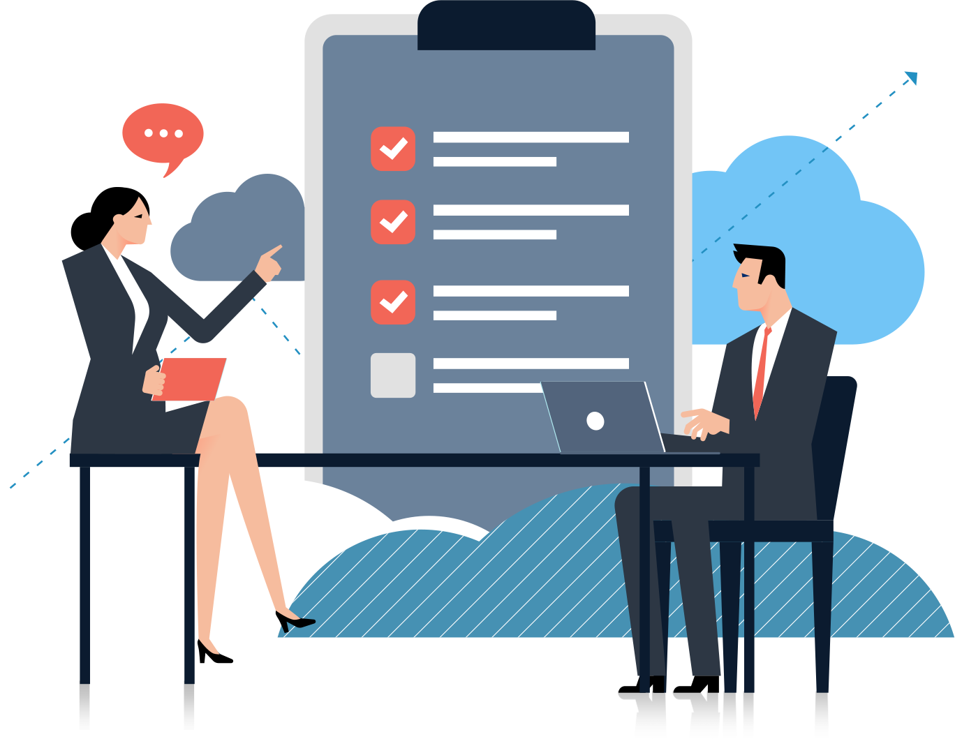 Special Programs Woman and Man illustration reviewing a checklist