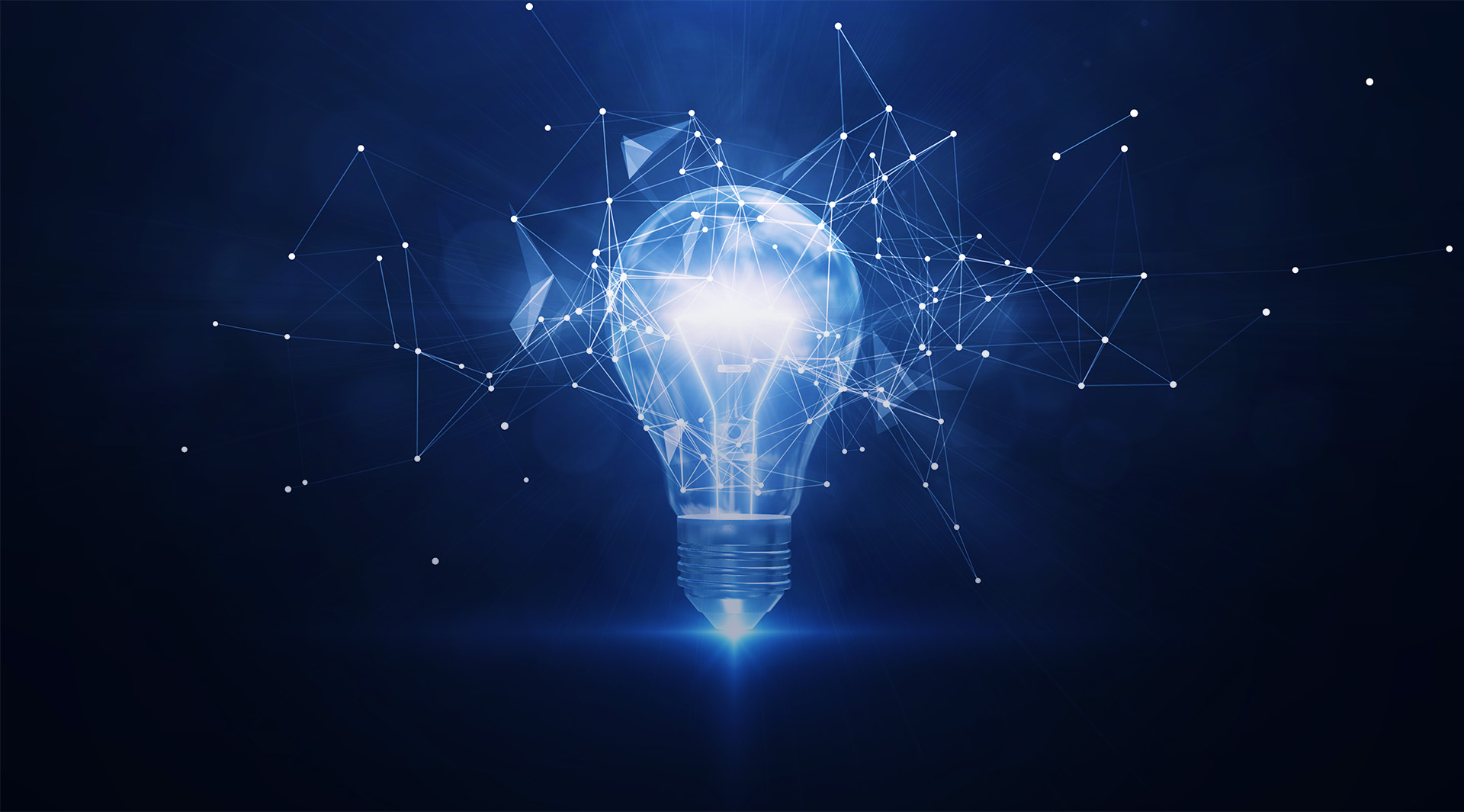 Light bulb with a web of tech electrical connections