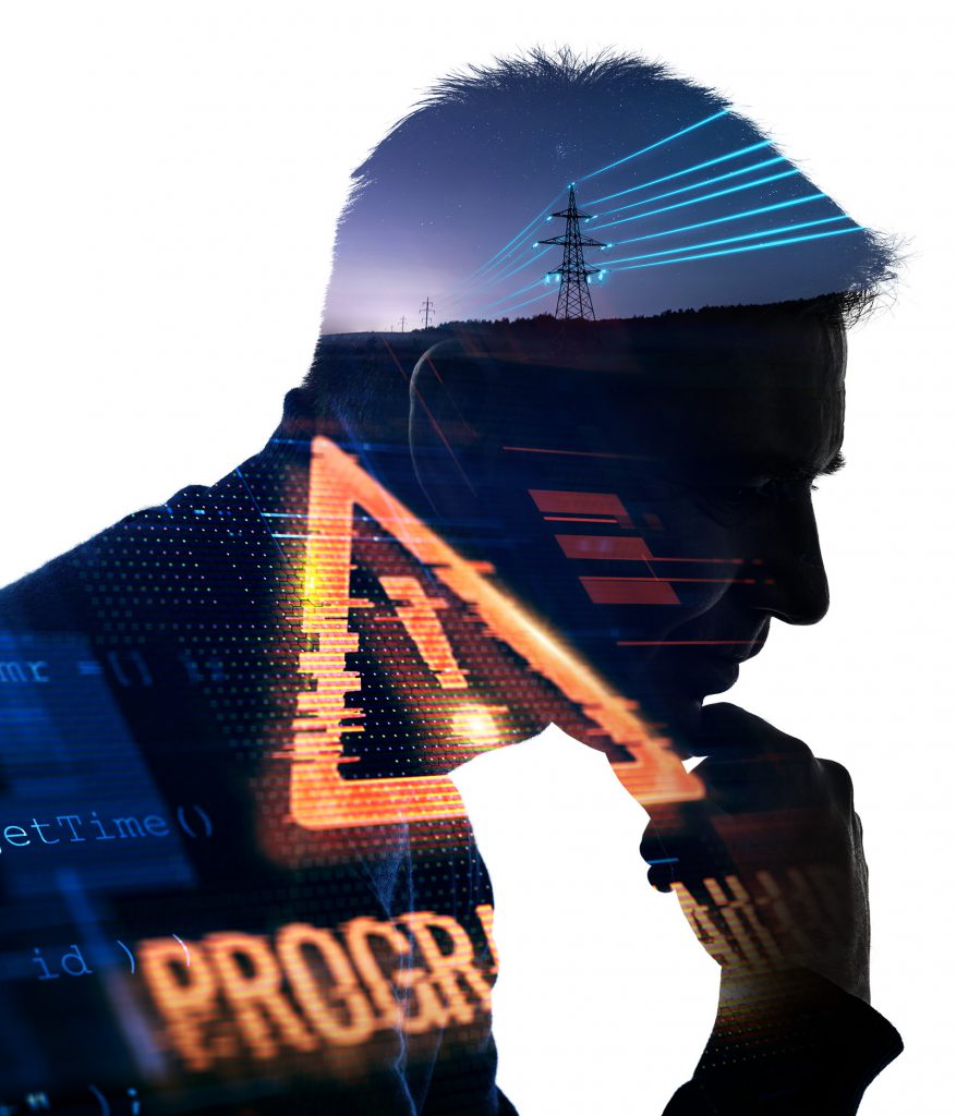 Business man thinking about the challenge of upgrading technology infrastructure